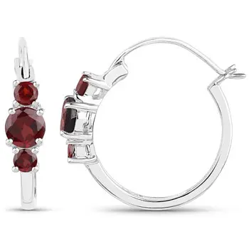 Kolczyki angielskie zapięcie z granatami srebro 925