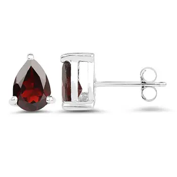 Kolczyki wkrętki srebrne z granatem naturalnym