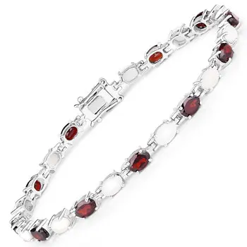 Srebrna bransoletka z granatami I opalami