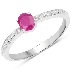 Pierścionek dla dziewczyny z rubinem i kryształami górskimi