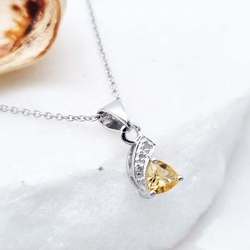 Naszyjnik ze srebra 925 Wisiorek z cytrynem i diamentami