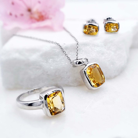 Srebrny komplet biżuterii z naturalnymi cytrynami 5,99 ct