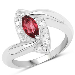 Srebrny pierścionek z granatem i diamentami