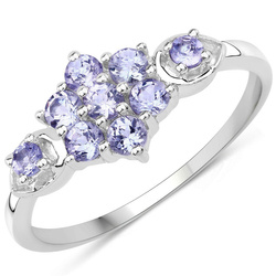 Pierścionek kwiatek z tanzanitami naturalnymi Srebro 925