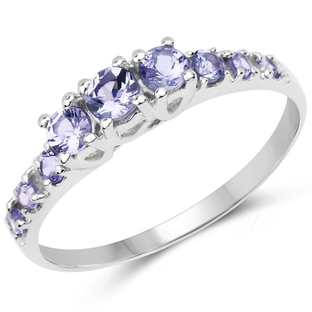 Pierścionek srebrny damski z tanzanitami