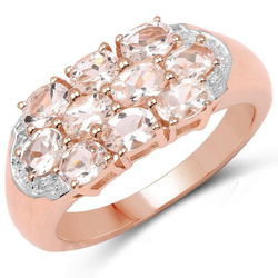 Pierścionek pozłacany z morganitami Srebro 925