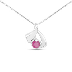 Łańcuszek z zawieszką z rubinem kulką Srebro 925