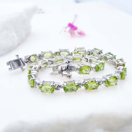 Damska bransoletka z perydotami Srebro 925