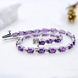 Srebrna bransoletka damska z ametystem naturalnym