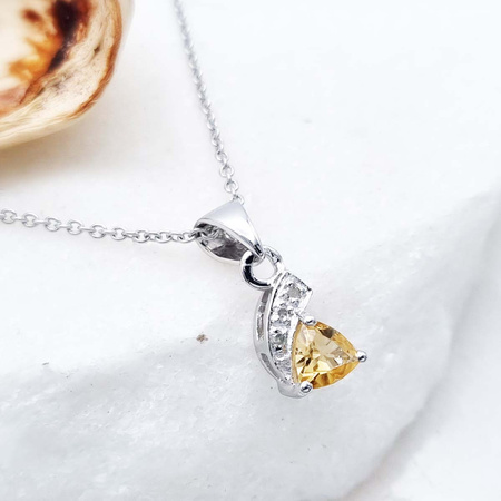 Naszyjnik ze srebra 925 Wisiorek z cytrynem i diamentami