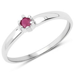 Delikatny pierścionek dla dziewczyny z rubinem Srebro 925