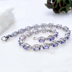 Srebrna bransoletka damska z tanzanitami