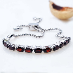 Srebrna bransoletka z 11 naturalnymi granatami 3,08 ct