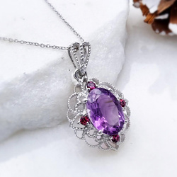 Wisiorek z kamieniami naturalnymi - ametystem i granatem