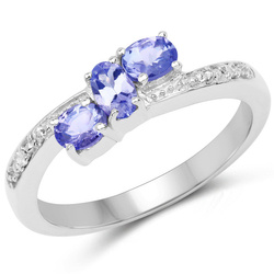 Srebrny pierścionek zaręczynowy z tanzanitem i diamentem