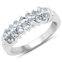 Oryginalny srebrny pierścionek z akwamarynami naturalnymi