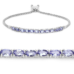 Bransoletka srebrna damska z 11 tanzanitami