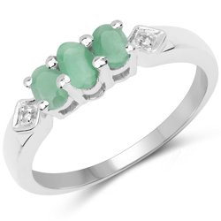 Pierścionek dla dziewczyny Szmaragdy i kryształy górskie