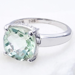 Srebrny pierścionek Ametyst zielony Kryształ górski