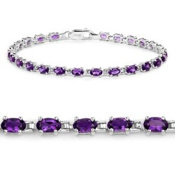 Srebrna bransoletka damska z ametystem naturalnym