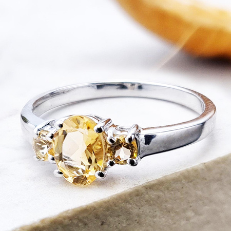 Pierścionek srebro 925 Cytryn naturalny