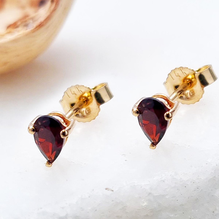 Kolczyki złote sztyfty próba 585 z granatami naturalnymi
