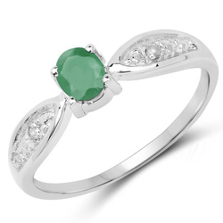 Pierścionek srebrny ze szmaragdem i diamentami