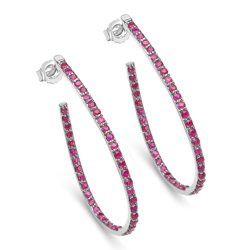 Srebrne kolczyki sztyfty z rubinami