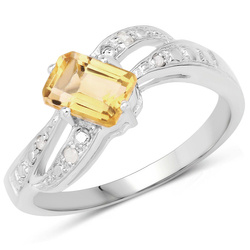 Cytryn i diament Pierścionek damski ze srebra