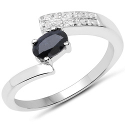 Pierścionek z szafirem i diamentami Srebro 925