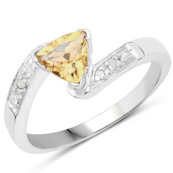 Pierścionek srebrny z cytrynem i diamentami