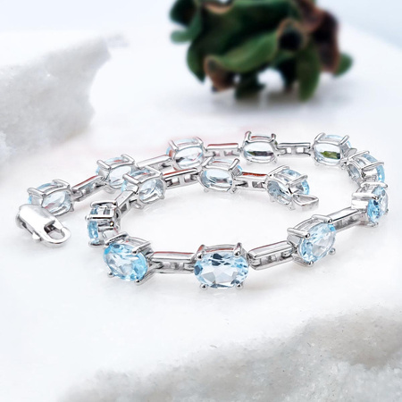 Dziewczęca bransoletka z topazem niebieskim Srebro 925