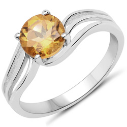 Srebrny pierścionek z dużym kamieniem Cytrynem naturalnym