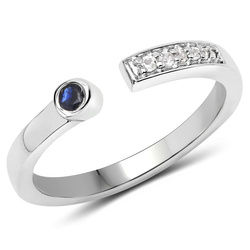 Pierścionek z szafirem i kryształem górskim