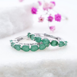 Srebrne kolczyki angielskie zapięcie szmaragdy