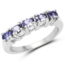 Srebrny pierścionek dla dziewczyny z tanzanitami naturalnymi