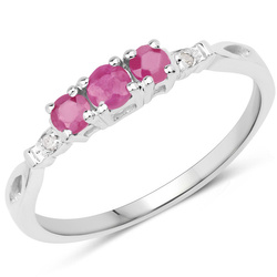 Rubiny i Diamenty Pierścionek Srebro 925