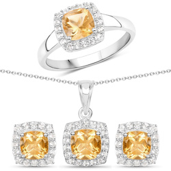 Komplet srebrny cytryn i kryształ górski