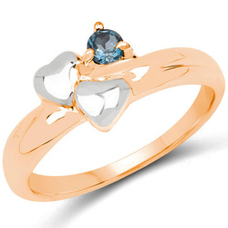 Pozłacany pierścionek serce z topazem London Blue