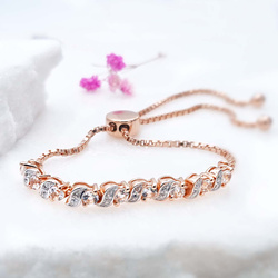 Bransoletka pozłacana z 9 morganitami i 16 kryształami górskimi