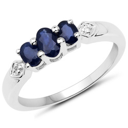 Pierścionek ze srebra z szafirami i kryształami górskimi