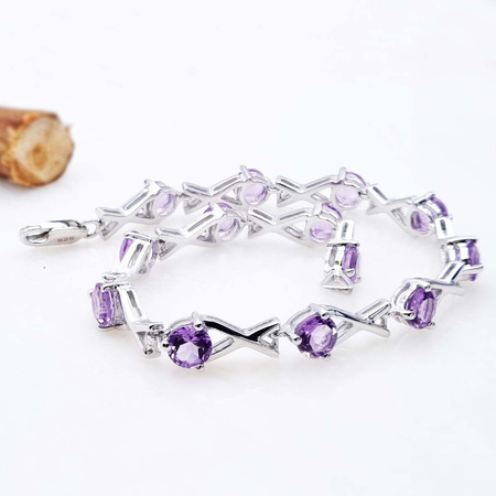Ametyst Bransoletka delikatna dla niej Srebro 925