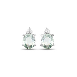 Srebrne kolczyki z naturalnymi szafirami zielonymi i diamentami 0,64 ct