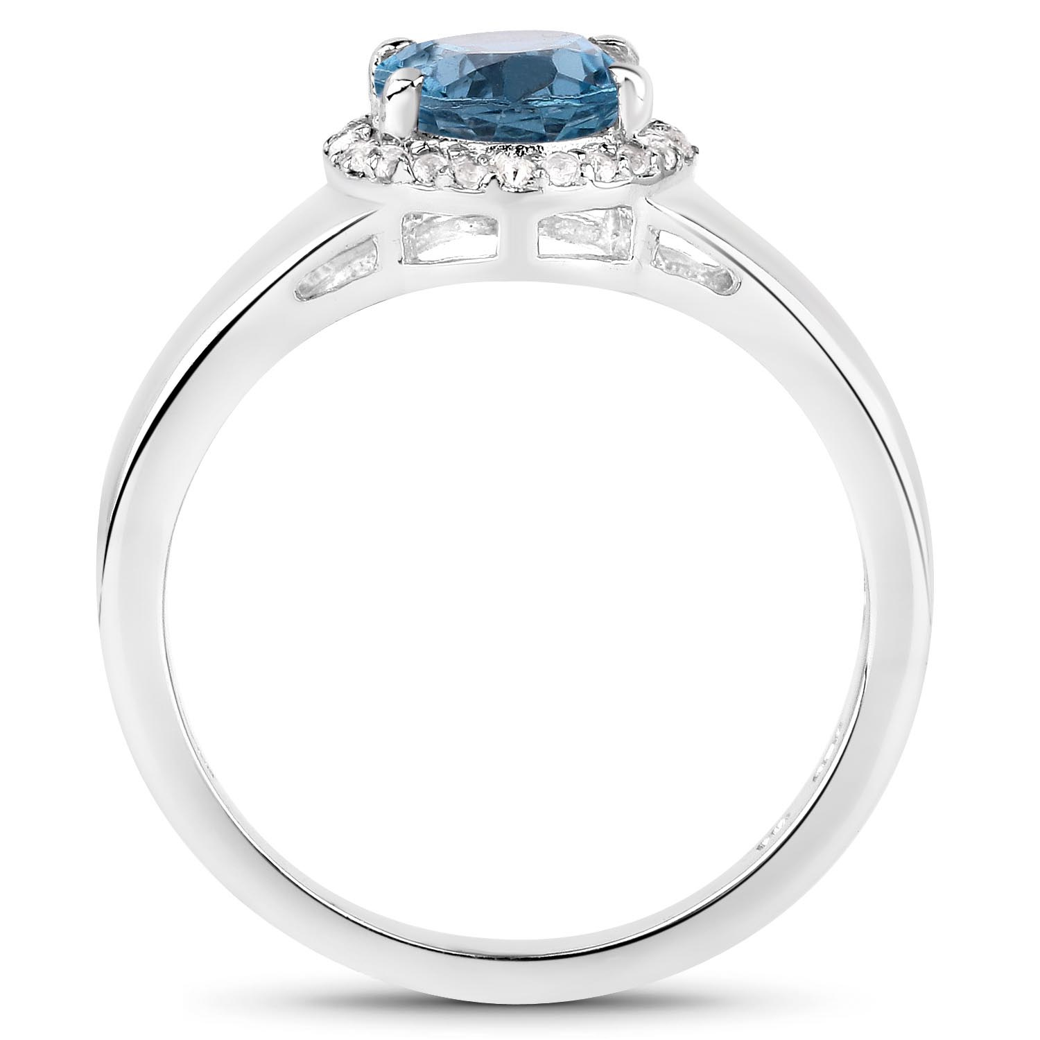 Pierścionek z topazem London Blue i kryształami górskimi 2,38 ct