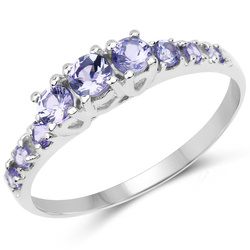 Pierścionek srebrny damski z tanzanitami