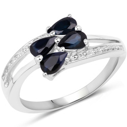 Pierścionek Srebro 925 Szafir niebieski