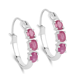 Srebrne kolczyki angielskie zapięcie rubiny naturalne