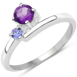 Pierścionek damski z ametystem i tanzanitem Srebro 925