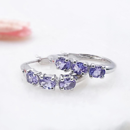 Kolczyki z angielskim zapięciem z tanzanitem srebro 925