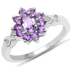 Pierścionek kwiatek z ametystami Srebro 925